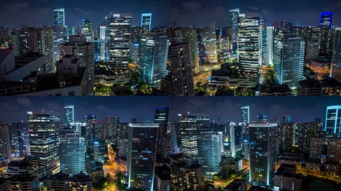 上海现代商务楼与车流夜景延时摄影