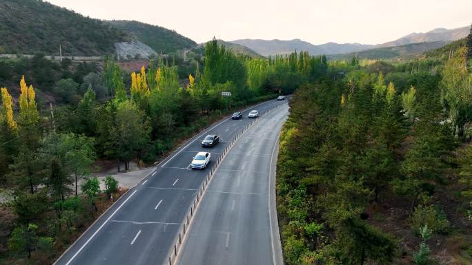 山西大同云冈旅游路佛字弯航拍