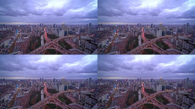 4K 上海延安高架 城市天际线长时间视频