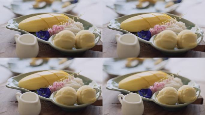 泰国食品芒果糯米甜点甜品榴莲布丁餐厅吃饭