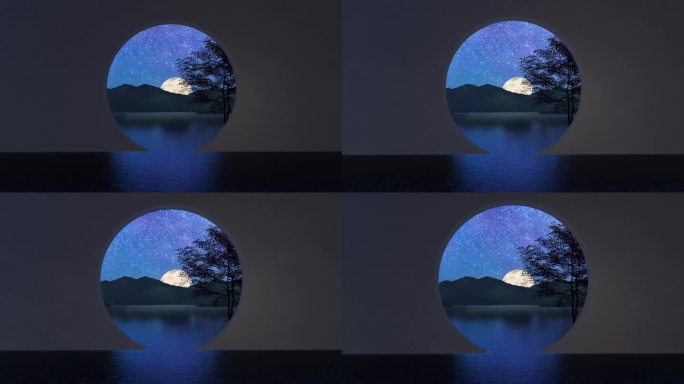 夜晚海面 月亮 单镜头