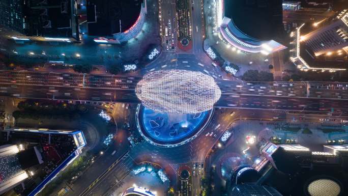 上海五角场商圈夜景延时摄影
