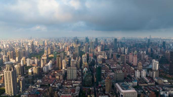 上海城市广角俯瞰延时