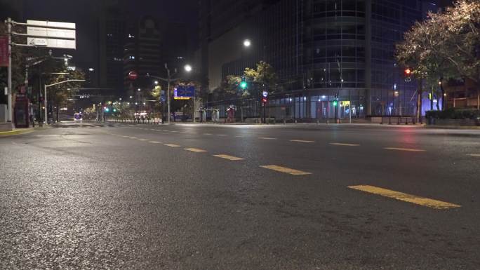 4K 上海市中心深夜 凌晨街景 实时视频
