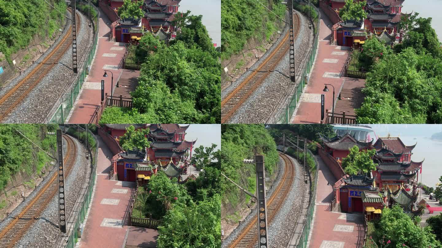 重庆江边龙凤寺铁道拍摄