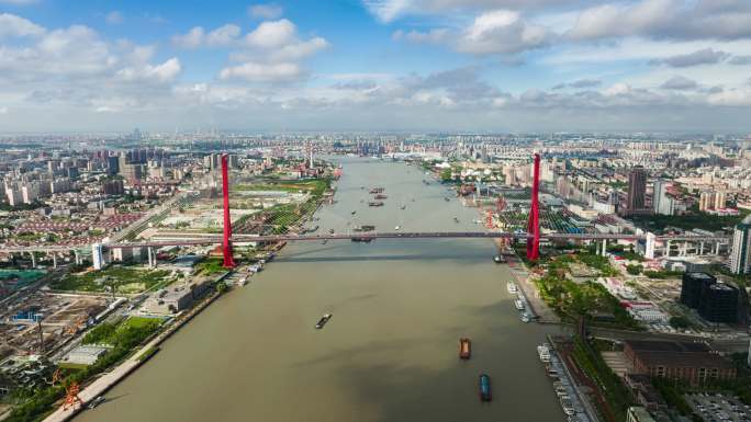 上海杨浦大桥航拍延时视频