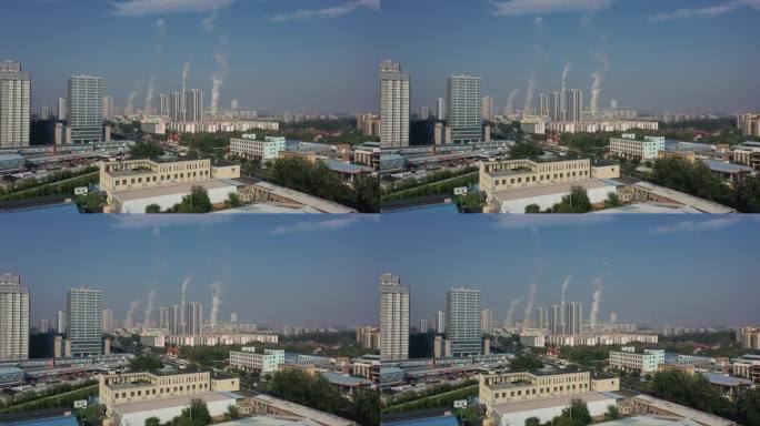 航拍 北京 燕郊 发电厂 工厂 烟囱