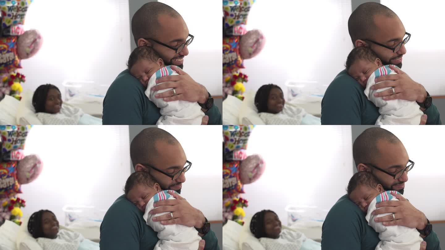 混血儿家庭为他们的新生婴儿感到高兴