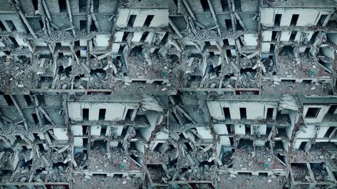 城市被毁建筑鸟瞰图