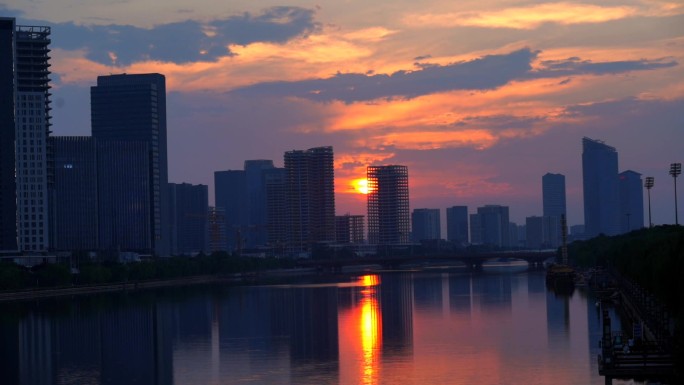 通州大运河落日夕阳晚霞