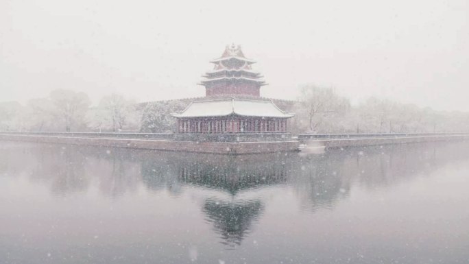 角楼飘雪雪花飞扬