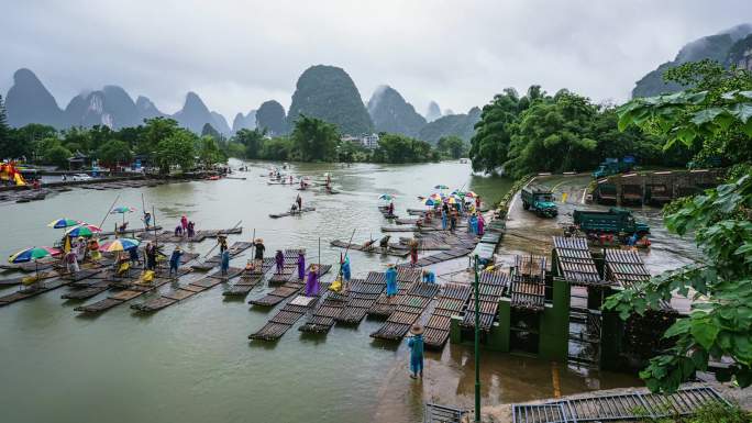 4K合集 桂林山水阳朔十里画廊遇龙河延时