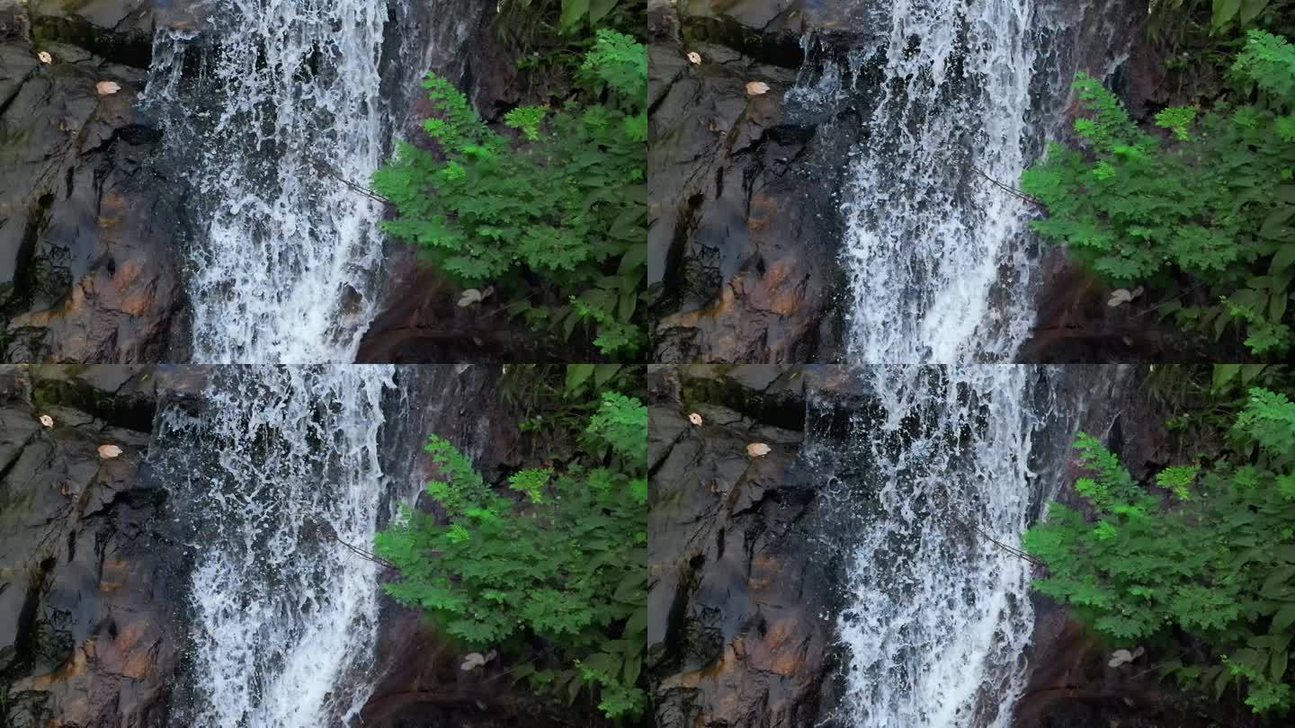 岩石瀑布流水声近景空镜