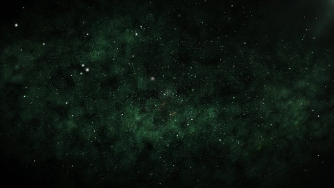 深绿色银河系和星空，在蓝色的夜晚，星星在黑暗无边无际的空间中旋转