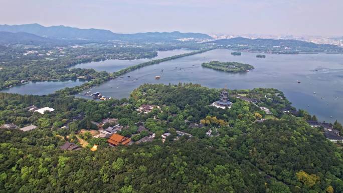 航拍 杭州 西湖全景