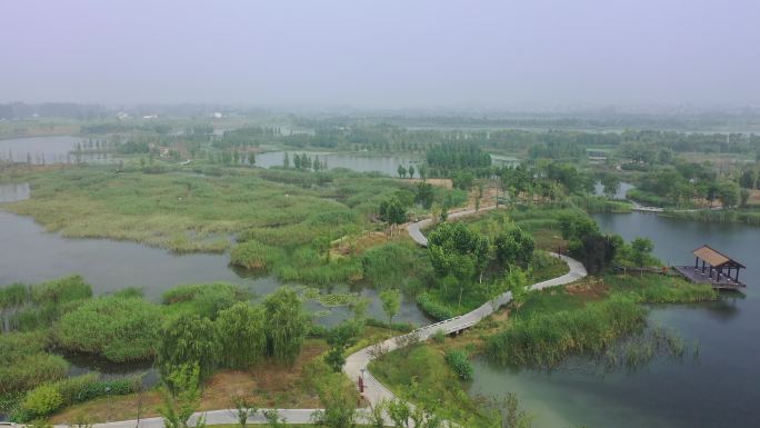 扬州北湖湿地公园航拍