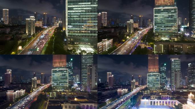上海静安区繁华商业区与高架路
