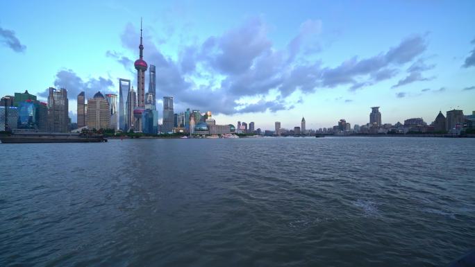 4K 上海北外滩陆家嘴 蓝天白云傍晚视频