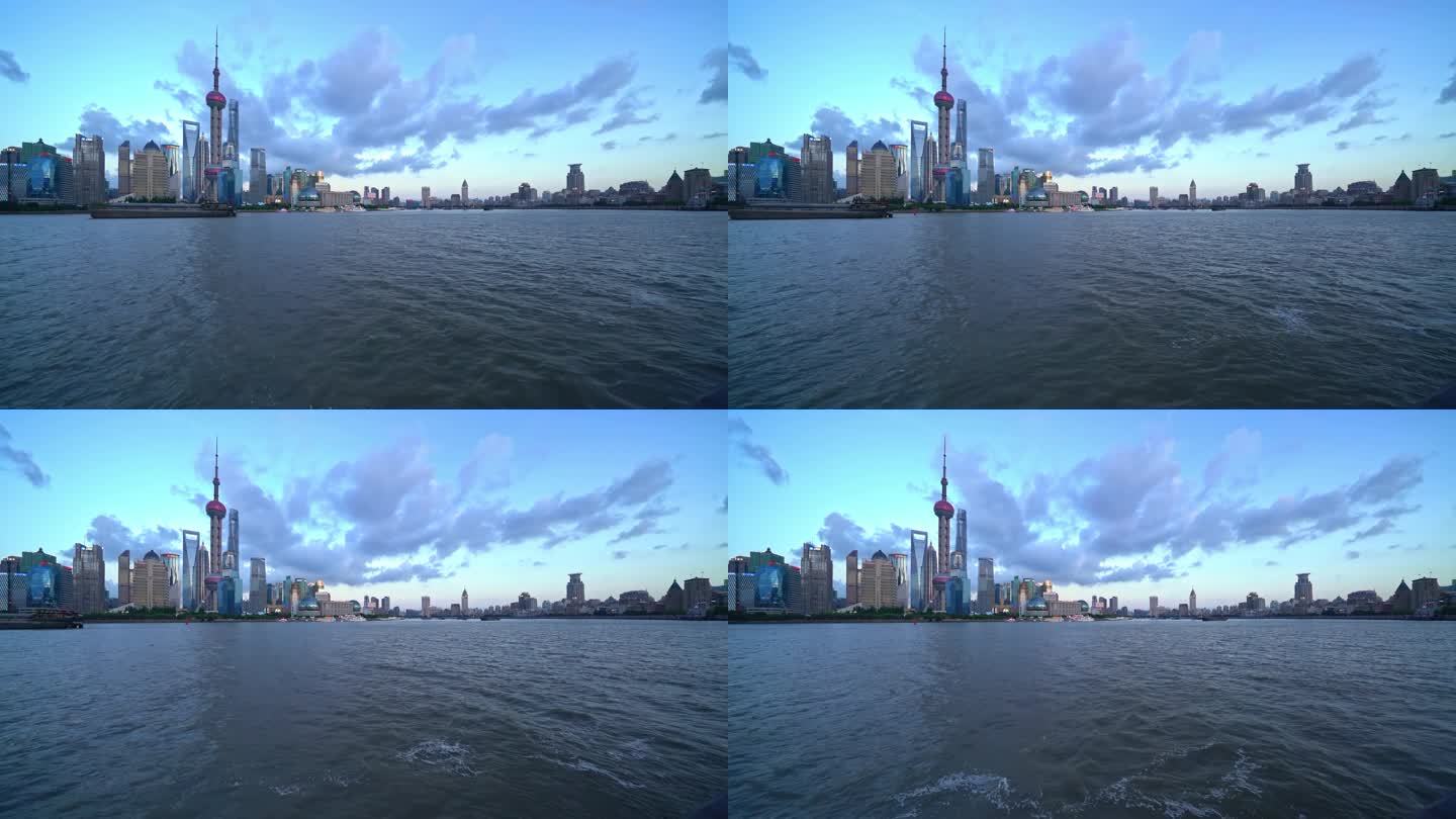 4K 上海北外滩陆家嘴 蓝天白云傍晚视频