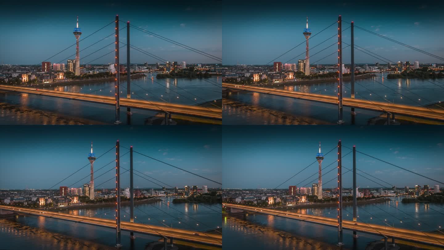杜塞尔多夫莱茵河膝盖桥-空中拍摄