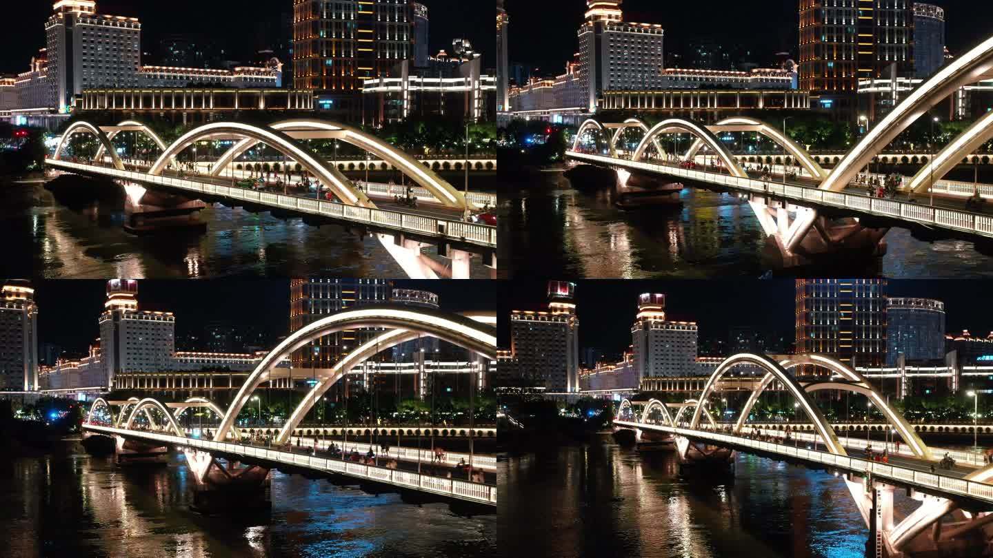 航拍福州解放大桥夜景4K