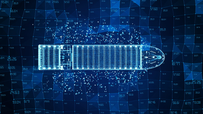 数字轮船在网格海面航行