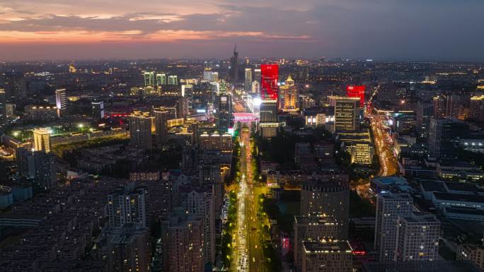 上海杨浦区俯瞰飞向五角场夜景延时