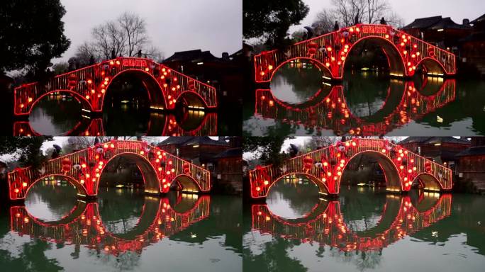 黄昏乌镇水城中式复古桥装饰