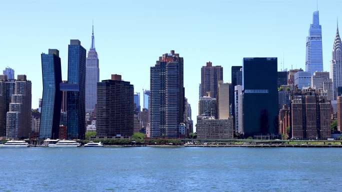 纽约市：横跨东河的天际线