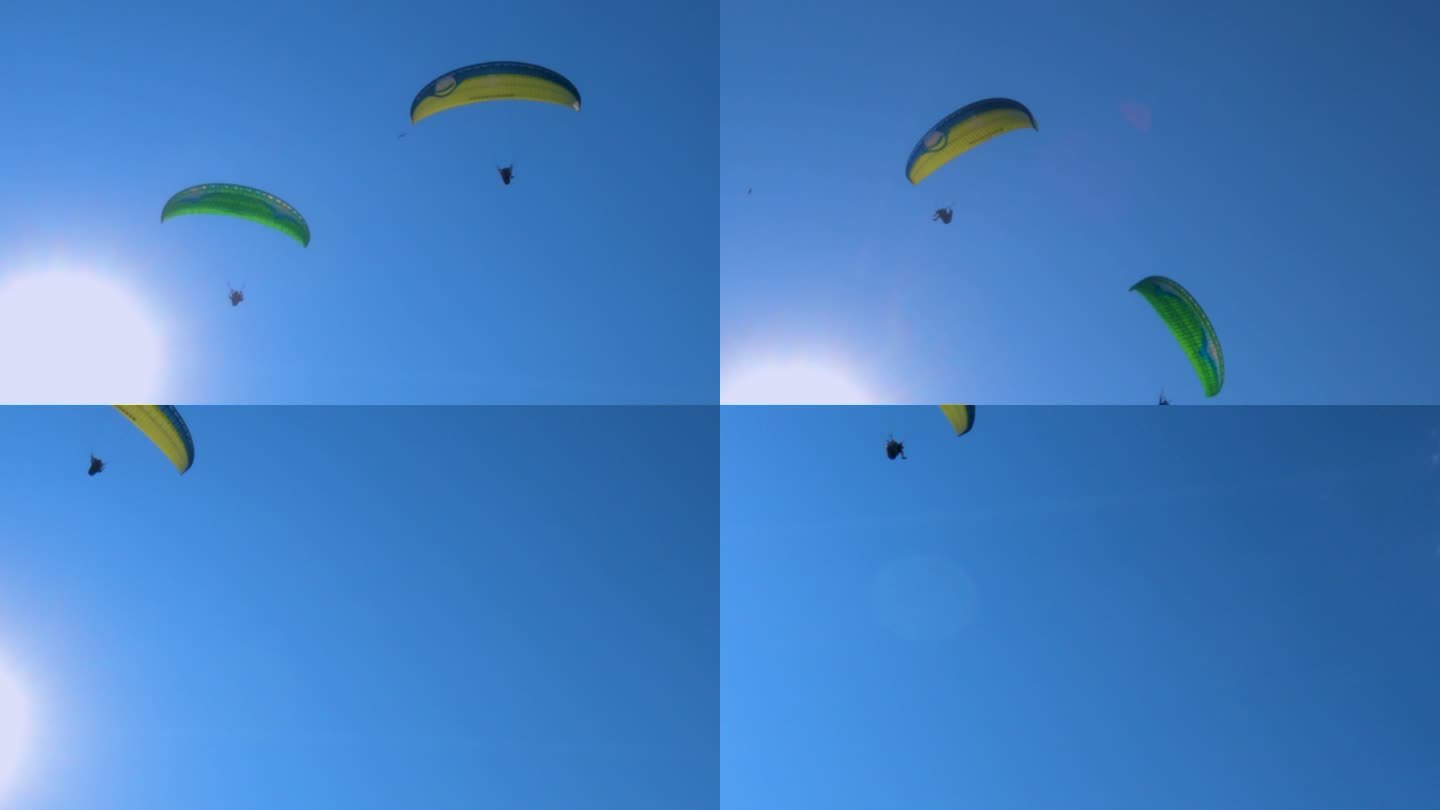 天空中的伞兵，在滑翔伞上享受晴朗的天气