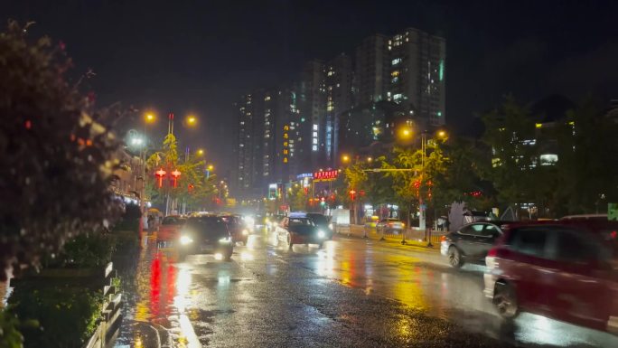 夜晚下雨车流 情绪 夜晚 城市下雨