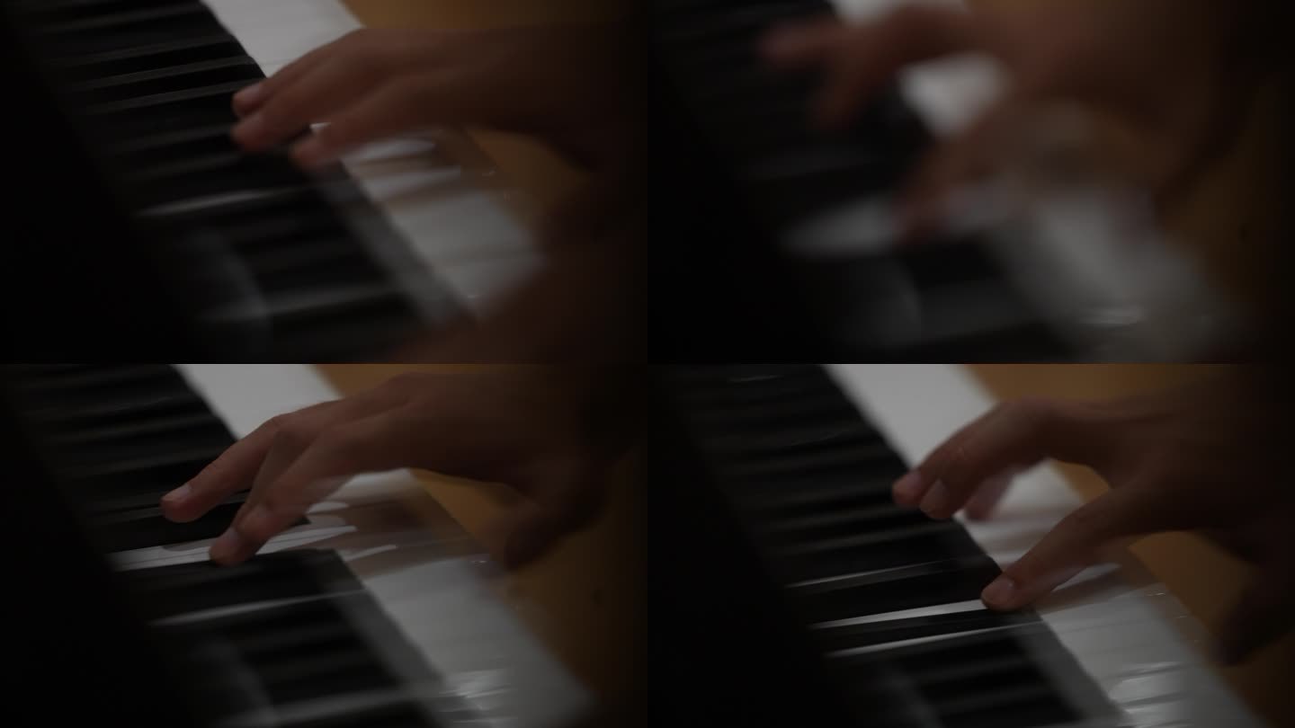 双手演奏弹钢琴曲手指倒影实拍原素材特写