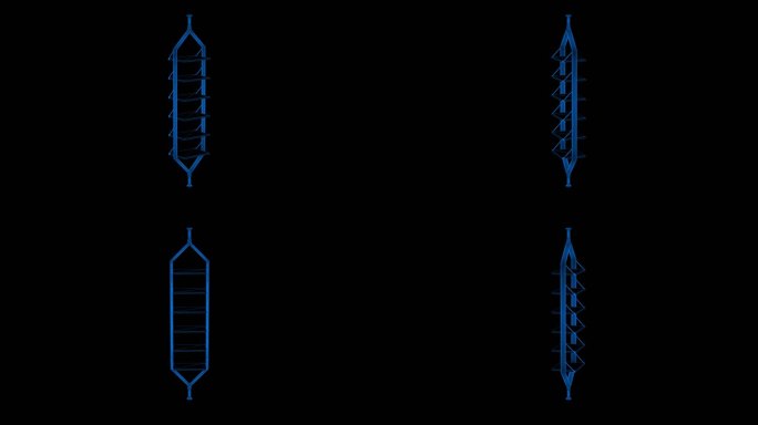 4k蓝色全息科技线框桌子柜子素材带通道