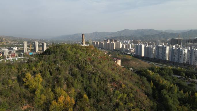 海东市 乐都区 朝阳山公园 秋景 航拍