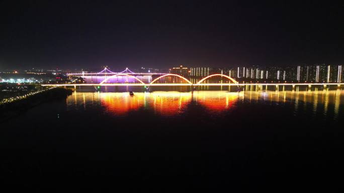 湖南长沙城市夜景灯光航拍 (9)