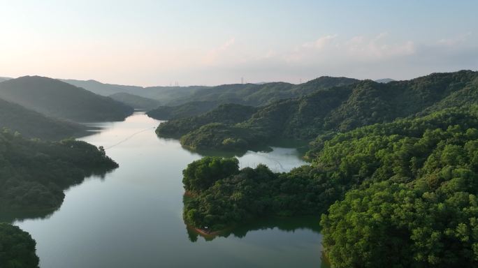 广州黄埔区萝岗木强水库徒步线路航拍