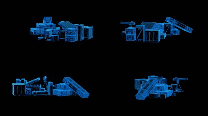 蓝色科技线条弹药箱透明通道素材