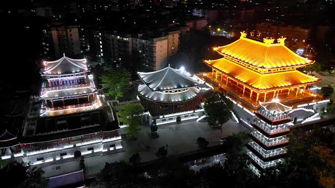 2022广西柳州最新航拍文庙大成殿夜景