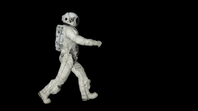 宇航员侧面走路动画透明通道素材