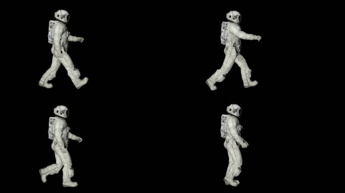 宇航员侧面走路动画透明通道素材