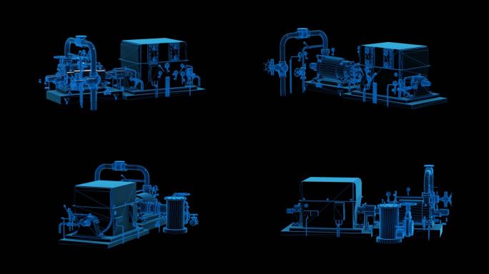 蓝色科技线条离心泵透明通道素材