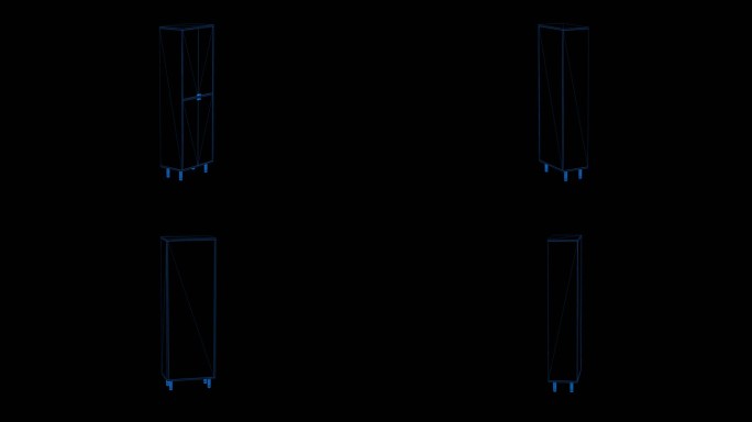 4k蓝色全息科技线框桌子柜子素材带通道