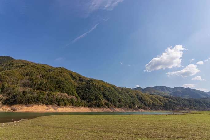 6k山间湖泊白云滚滚延时