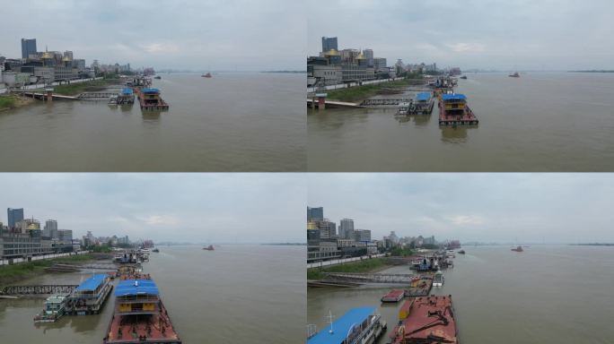 航拍长江九江港口码头 (2)