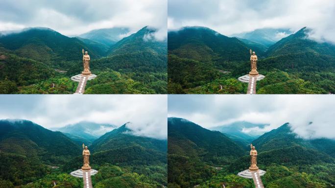 航拍九华山大愿文化园延时 九华山