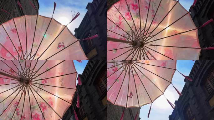 旋转的古典雨伞