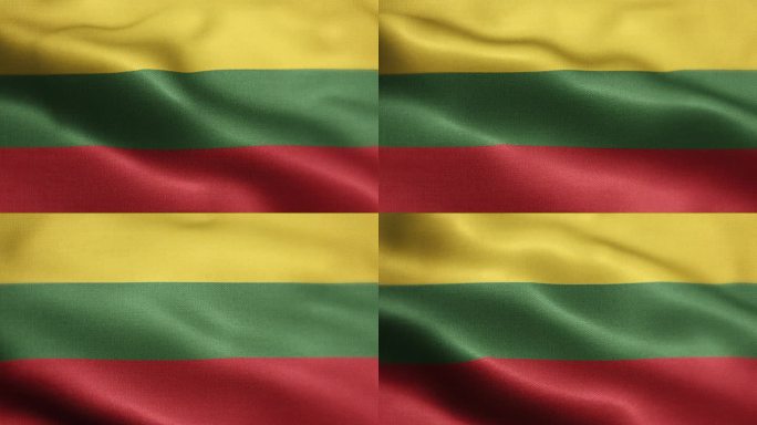 立陶宛国旗动画库存视频-立陶宛人国旗在环形和纹理三维渲染背景中飘扬-高度精细的织物图案和可循环-立陶