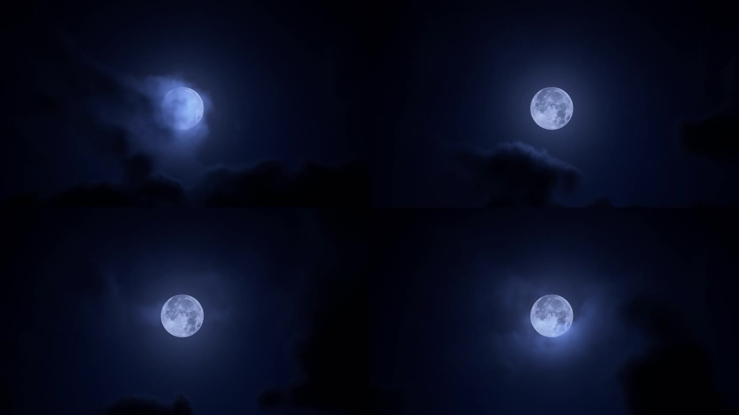 4K 云遮月亮 实拍素材