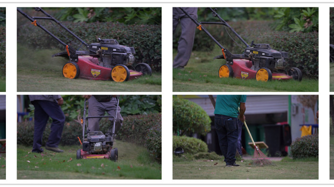 园艺工人割草机修剪草坪