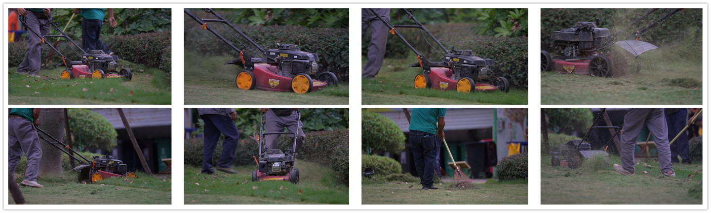 园艺工人割草机修剪草坪